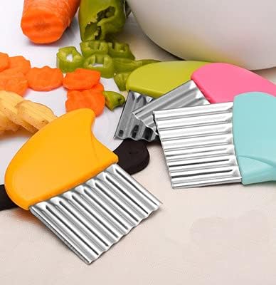 Crinkle-Cutter for Veggies-Salad, 2Pcs Stainless-Steel-Blade Wavy Chopper Knife