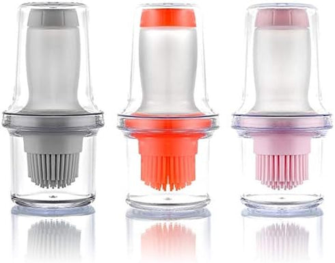 AKOAK Silicone Pressing Oil Bottle Brush - 1 Pack with Lid for Baking Sauce, Salad Dressing, Barbecue Sauce