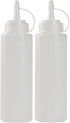 CHILDHOOD 8 oz Squeeze Squirt Condiment Bottles with Cap - Transparent Plastic