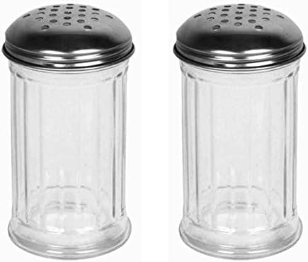 Great Credentials© Multi-Purpose Spice Shaker Set (2 Pack), Glass Jar with Perforated Stainless Steel Lid, 12 OZ Each