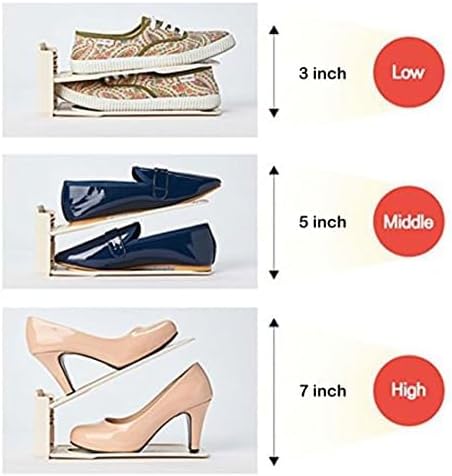 Pack 12 3-Level of Pcs Shoe Slot Organise Storage Adjustable Height Shoe Organiser- Non-Slip Space Saver Shoe Holder