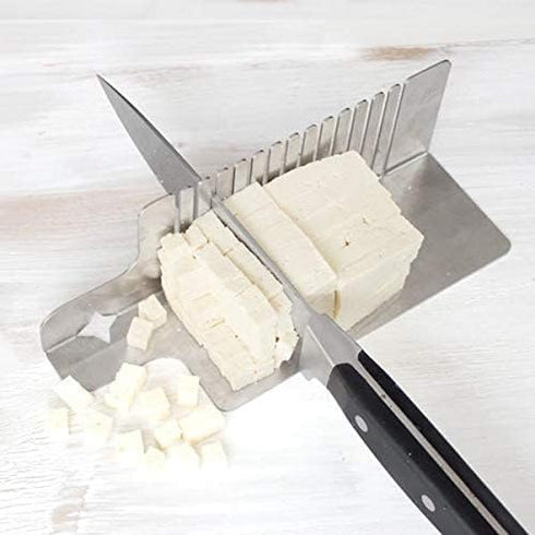 Raw Rutes Samurai Tofu Slicer Guide for Cutting Tofu into Perfect Cubes or Slices - Made in the USA from Stainless