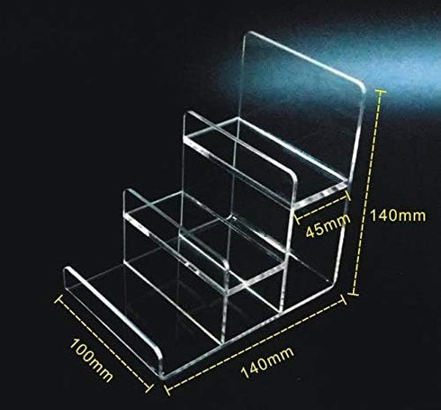 Acrylic Wallet Display Stand Holder, Acrylic Jewelry Display Riser Shelf Showcase Fixtures (2pcs 3-Tiers)