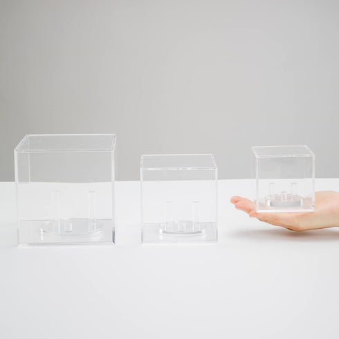Clear Acrylic Geodes Rocks Display Easel Stands, 3 Pegs Support Holder Box for Small Collectibles (1 Pcs)