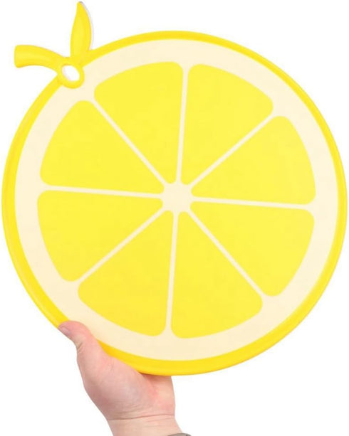 GUDEKIKL Fruit Shaped Plastic Cutting Board, Cartoon Lemon Pattern, 10.75x12.2in, Kitchen Chopping Board