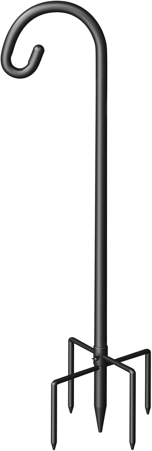 Surprizo Shepherd Hook for Outdoor, Heavy Duty Bird Feeder Pole with 5 Prong