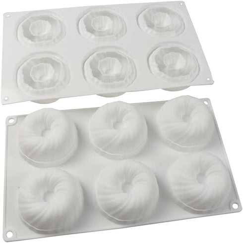6 Cavity Swirl Shapes Silicone Cake Mold, Baking Tools for Chocolate Cookies and Ice Cream