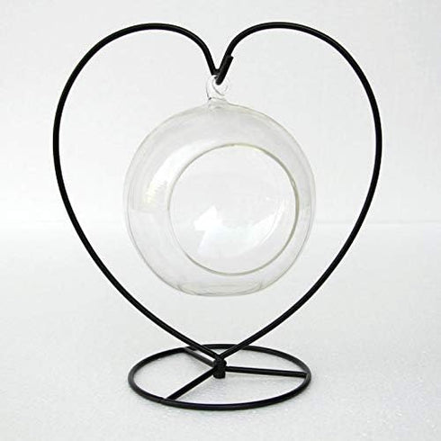 YY YEARCHY Elegant Iron Plant Stand for Hanging Terrariums - Big Heart Design