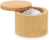 karmiero Salt Cellar, Bamboo Salt Container with Lid, Solid Salt Box Holder with
