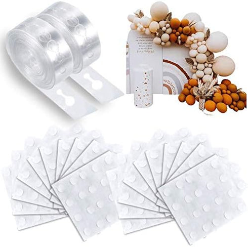 Balloon Decorating Tape Strip for Balloon Arch Garland Kit, 2 Rolls 32.8 Feet with 400 Pcs Glue Dots Stickers