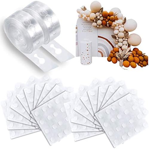 Balloon Decorating Tape Strip for Balloon Arch Garland Kit, 2 Rolls 32.8 Feet with 400 Pcs Glue Dots Stickers