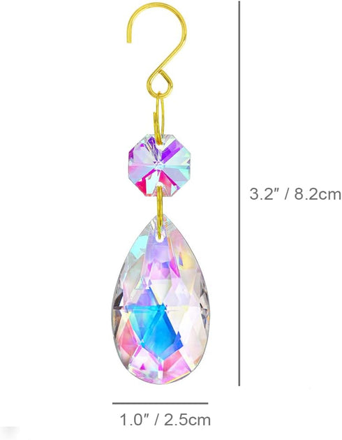 25pcs 38mm Crystal Teardrop Chandelier Parts,Suncatcher Crystal Prisms Hanging for Windows/Wedding Christmas Tree