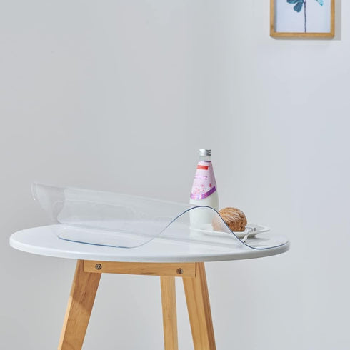 20 Inch 1.5mm Clear Round Table Cover Protector, Thick Plastic Desk Protector Mat, Round Waterproof PVC Desk Cover