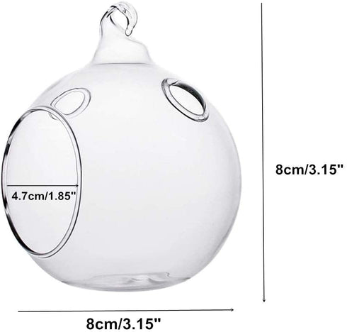 12 Pcs 3.15"/8cm Hanging Candle Holder Glass Globes for Candles, Air Plant Holders, Home Wedding Decoration