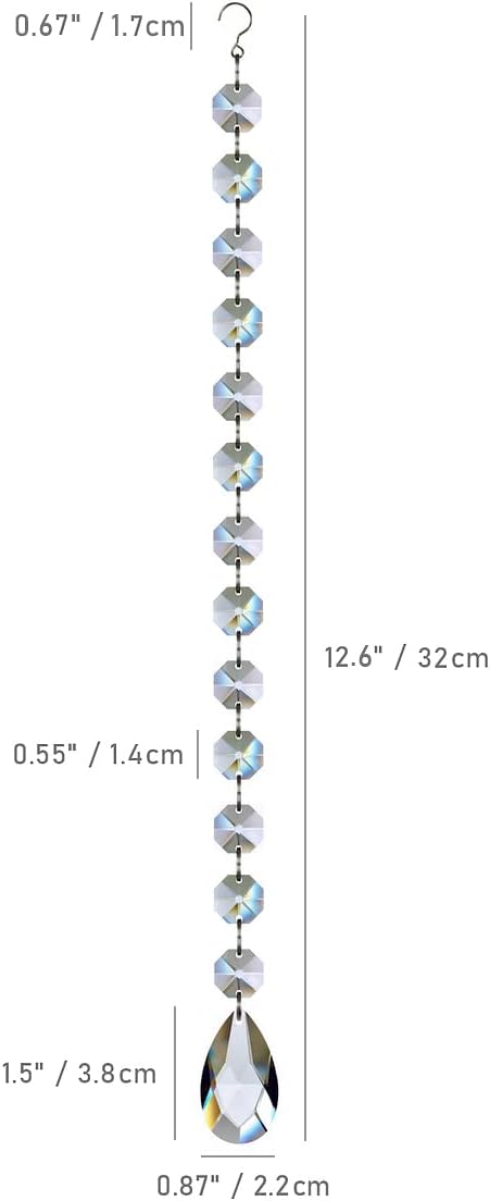 1ft 10pcs Teardrop Crystals Garland, Hanging Chandelier Crystals Prism Beads Chain for Wedding Home Decoration Clear