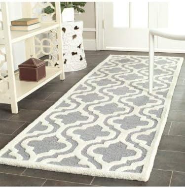 2' 3' CAM132D SAFAVIEH Cambridge Collection x Silver / Ivory Handmade Moroccan Premium Wool Accent Rug