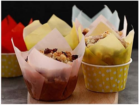 200 PCS Tulip Cupcake Liner Baking Cups, Colorful Paper Muffin Cups for Baby Showers, Weddings, Birthdays