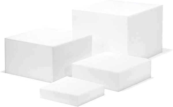 KCGANI White Acrylic Cube Cupcake Dessert Display Stands, 5 Sides Nesting Risers Boxes,