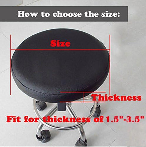 2 Pack 19.5 Inch Sigmat Waterproof PU Bar Stool Cover Anti-Slip Round Seat Cover Black