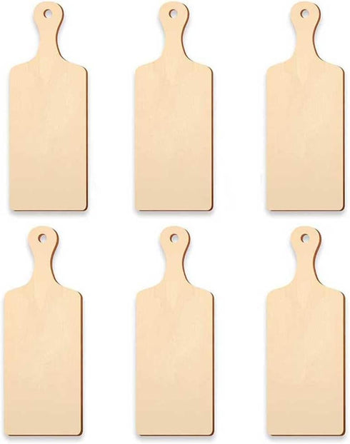 6 Pcs Mini Wood Cutting Board, Unfinished Paddle for DIY Kitchen Decor Crafts (9.4 x 3.5 Inch)