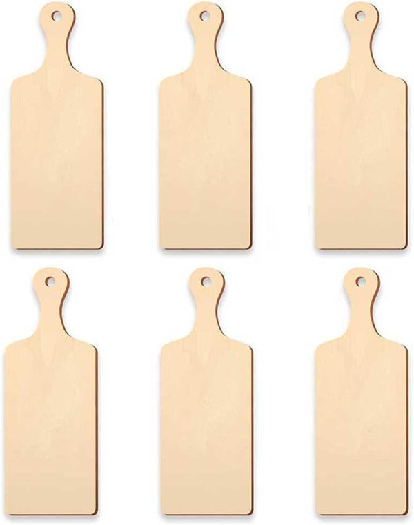 6 Pcs Mini Wood Cutting Board, Unfinished Paddle for DIY Kitchen Decor Crafts (9.4 x 3.5 Inch)