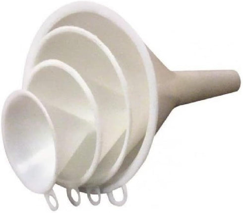 Chef Craft Set of 4 General Purpose Plastic Nested Funnel Set, Assorted Sizes, White