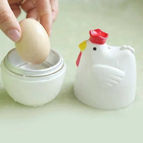 Chicken Shaped Microwave Egg Boiler for Perfectly Cooked Eggs in Minutes, Microwave Egg Cooker, White