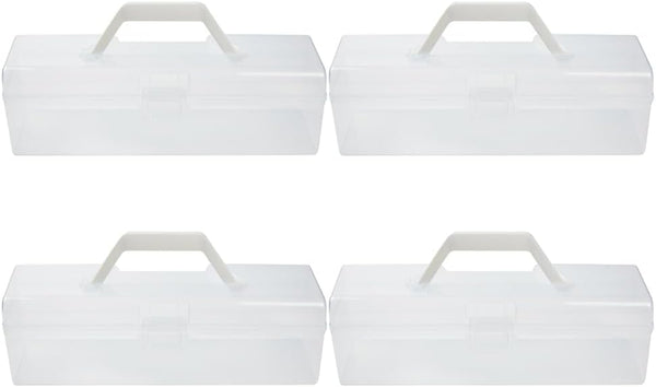 EXCEART 4pcs 12'' Plastic Storage Box for Art & Craft Supplies with Handle, Small Translucent Storage Box
