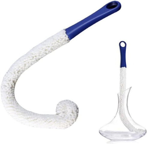 Wine Cleaning Brush, Flexible Long Bottle Cleaner for Decanters, Goblets, Glasses, Dark Blue