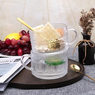 Maredash 4pcs Overnight Oats Containers with Lids,Vintage Coffee Mugs gifts for women,Glass Cups with Spoons and Bamboo