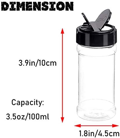 16 3.5oz PCS Plastic Seasoning Containers with Black Screw Lids to Pour or Shake,Portable Empty Clear Spice