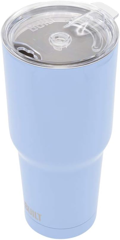 BUILT Double Walled Stainless Steel Tumbler Set with Replacement Lid, 30-ounces, 2 Reusable Tritan Wire Straw Cleaning