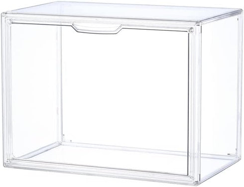 2PACKS BOHOIDEE Clear Book Storage Organizer for Bookshelf, Plastic Stackable Book Display Case with Magnetic Door