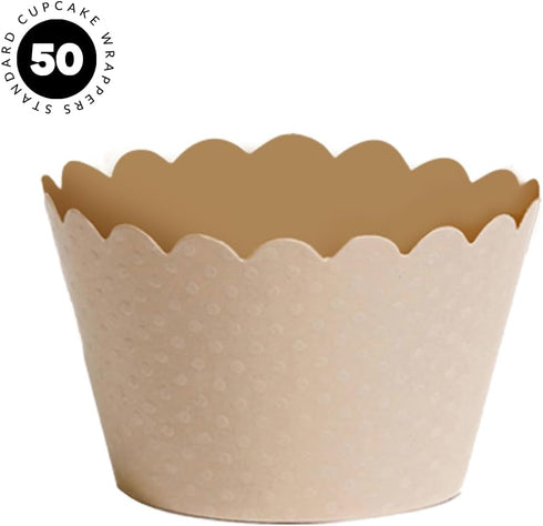 Dress My Cupcake Standard Ivory Beige Cupcake Wrappers, Set of 50