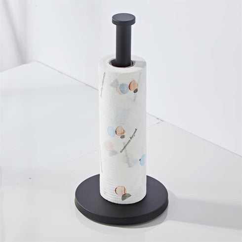 Weighted Paper Towel Holder, Stainless Steel Free Standing Napkin Holder for Large Roll, Matte Black
