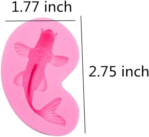 2 Pack Koi Fish Silicone Mold Fish Candy Fondant Mold, 3D Fish Shaped Chocolate Baking Mold Tool for Cake Cupcake Sugar Decorating (Pink)