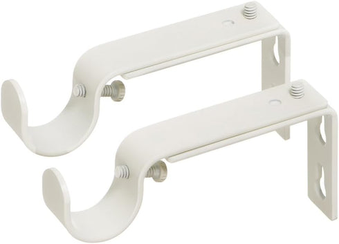 Ivilon Adjustable Brackets for Curtain Rods - Set of 2 for 7/8 or 1 Inch Rods - Ivory
