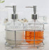 Circleware 32470 Dispenser Bottle Pumps in Metal Caddy, Set of 2, 17.5 oz, Nickel Hobnail