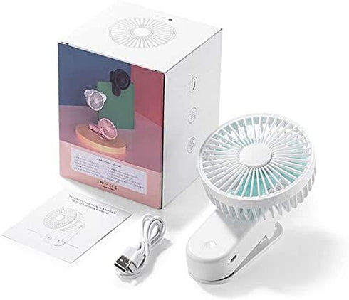 Portable Mini Clip on Fan, 4000mAh Rechargeable USB Battery Operated Stroller Fan, White