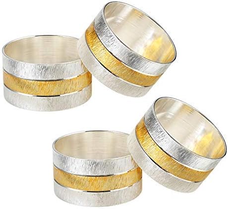 Accmor Metal Gold Round Napkin Rings, Set of 4 for Table Decorations, Wedding, Dinner, Party