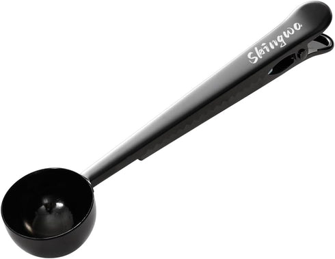 Skingwa Coffee Scoop with Bag Clip, Multi-Function Milk Powder Measuring Spoon, 20ml (Black)