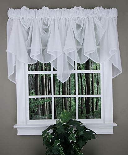 Stylemaster Splendor Batiste Sheer Festoon Valance, 100" W X 29" L, White