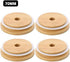 TOUSHI 4 Pcs Regular Mouth Bamboo Mason Jar Lids, Reusable Bamboo Caps with Straw Hole for Glass Canning Jars