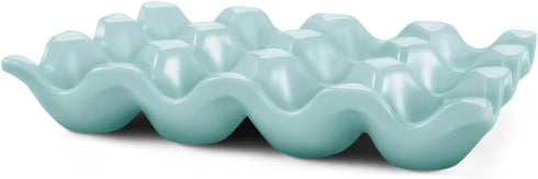 12 Dozen Countertop Flexzion Ceramic Cups Egg Tray - Whole Porcelain Egg Holder Container Keeper Storage Organiser