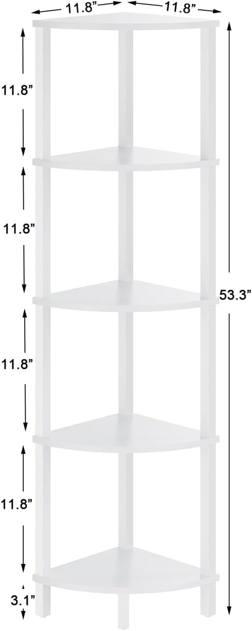 5-Tier UJSJ001W VIMBER Corner Shelf, Corner Bookshelf, Industrial Corner Ladder Shelf, Modern Display Shelf for Living