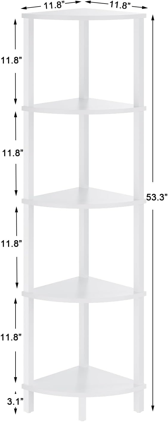5-Tier UJSJ001W VIMBER Corner Shelf, Corner Bookshelf, Industrial Corner Ladder Shelf, Modern Display Shelf for Living