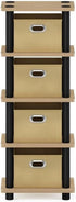 4-Bins FURINNO LAci System Rack, Oak/Black/Light Brown