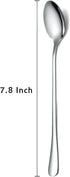Long Handle Spoon, Coffee Stirrers, Premium Stainless Steel Ice Cream Spoon, Cocktail Stirring Spoons, Tea Spoons, Set of 8 (Silver)