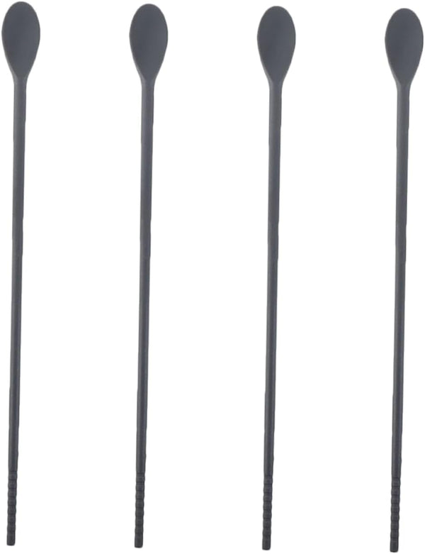 2 Pairs Silicone Integrated Chopsticks and Spoon Set - Coffee Mixing Spoons, Ice Cream Stirring Sticks