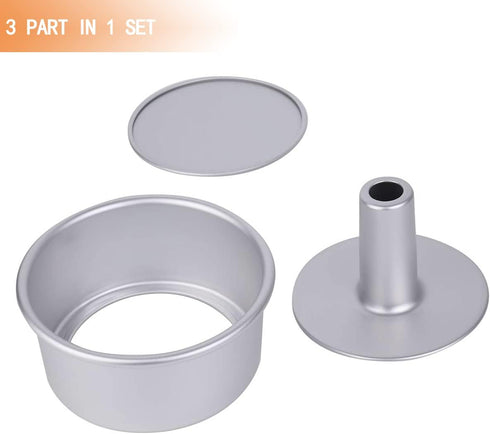 6 Inch Angel Food Cake Pan with Removable Bottom, Aluminum Round Tube Pan for Baking